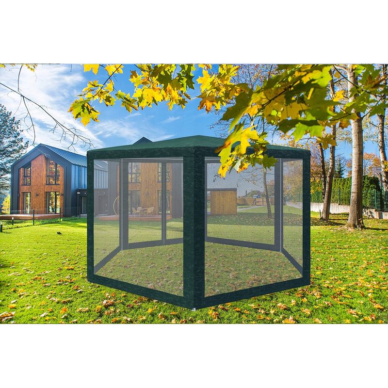 Casa si Gradina - Gradina si terasa - Umbrele si pavilioane - Pavilioane - Pavilion cu plasa anti-insecte, fermoar, hexagonal, 200cm, Verde - Infinity.ro