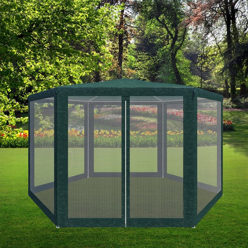Casa si Gradina - Gradina si terasa - Umbrele si pavilioane - Pavilioane - Pavilion cu plasa anti-insecte, fermoar, hexagonal, 200cm, Verde - Infinity.ro