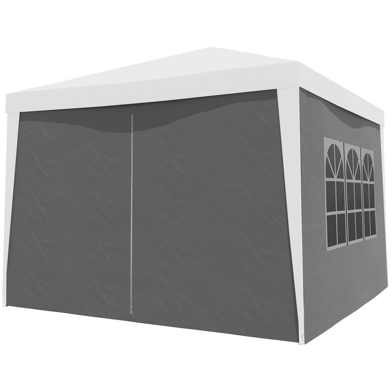 Casa si Gradina - Decoratiuni - Pereti despartitori si paravane - Set 4 pereti laterali pavilion 295x195 cm, 3 cu ferestre si 1 usa fermoar, PE 100g/m2 impermeabil, prindere velcro, gri - Infinity.ro