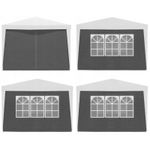 Casa si Gradina - Decoratiuni - Pereti despartitori si paravane - Set 4 pereti laterali pavilion 295x195 cm, 3 cu ferestre si 1 usa fermoar, PE 100g/m2 impermeabil, prindere velcro, gri - Infinity.ro