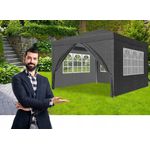 Casa si Gradina - Decoratiuni - Pereti despartitori si paravane - Set 4 pereti laterali pavilion 295x195 cm, 3 cu ferestre si 1 usa fermoar, PE 100g/m2 impermeabil, prindere velcro, gri - Infinity.ro