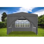 Casa si Gradina - Decoratiuni - Pereti despartitori si paravane - Set 4 pereti laterali pavilion 295x195 cm, 3 cu ferestre si 1 usa fermoar, PE 100g/m2 impermeabil, prindere velcro, gri - Infinity.ro