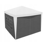 Casa si Gradina - Decoratiuni - Pereti despartitori si paravane - Set 4 pereti laterali pavilion 295x195 cm, 3 cu ferestre si 1 usa fermoar, PE 100g/m2 impermeabil, prindere velcro, gri - Infinity.ro