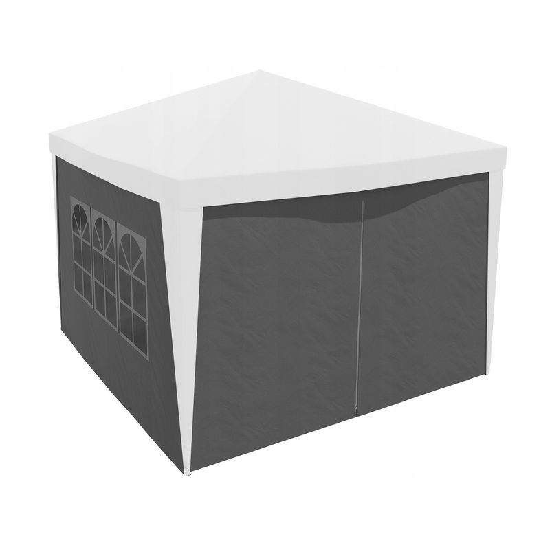 Casa si Gradina - Decoratiuni - Pereti despartitori si paravane - Set 4 pereti laterali pavilion 295x195 cm, 3 cu ferestre si 1 usa fermoar, PE 100g/m2 impermeabil, prindere velcro, gri - Infinity.ro