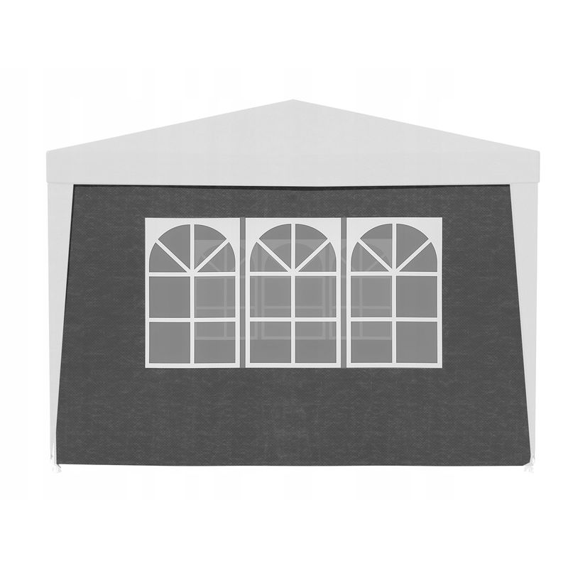 Casa si Gradina - Decoratiuni - Pereti despartitori si paravane - Set 4 pereti laterali pavilion 295x195 cm, 3 cu ferestre si 1 usa fermoar, PE 100g/m2 impermeabil, prindere velcro, gri - Infinity.ro