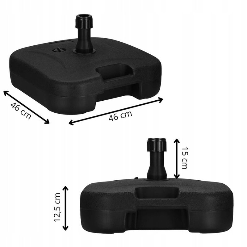 Casa si Gradina - Gradina si terasa - Umbrele si pavilioane - Umbrele - Suport umbrela patrat, din plastic, 22 litri, umplere cu apa sau nisip, negru - Infinity.ro