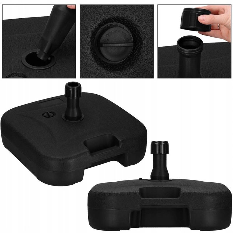 Casa si Gradina - Gradina si terasa - Umbrele si pavilioane - Umbrele - Suport umbrela patrat, din plastic, 22 litri, umplere cu apa sau nisip, negru - Infinity.ro
