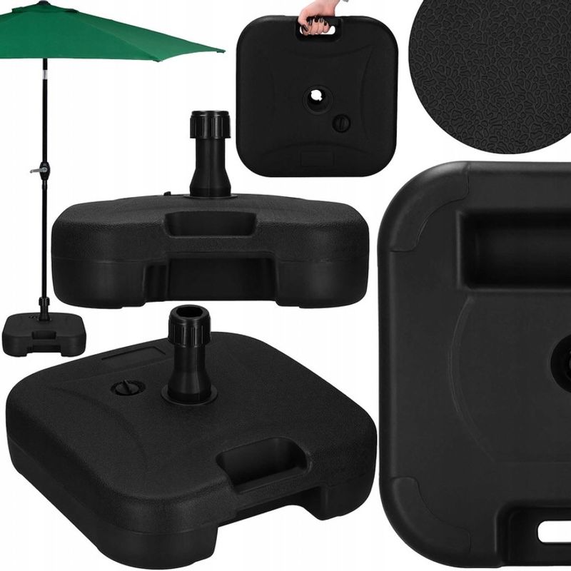 Casa si Gradina - Gradina si terasa - Umbrele si pavilioane - Umbrele - Suport umbrela patrat, din plastic, 22 litri, umplere cu apa sau nisip, negru - Infinity.ro