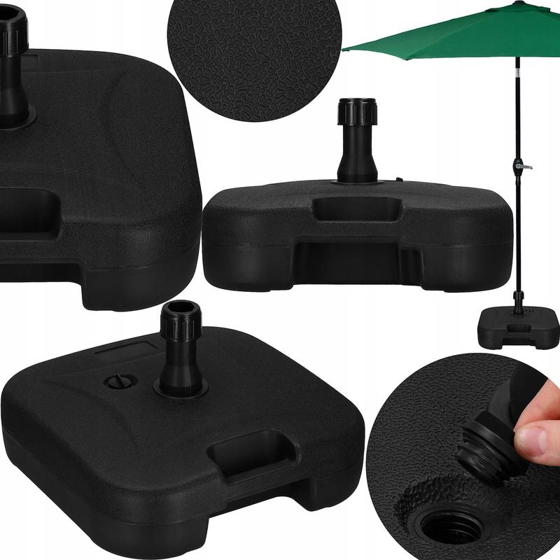 Casa si Gradina - Gradina si terasa - Umbrele si pavilioane - Umbrele - Suport umbrela patrat, din plastic, 22 litri, umplere cu apa sau nisip, negru - Infinity.ro