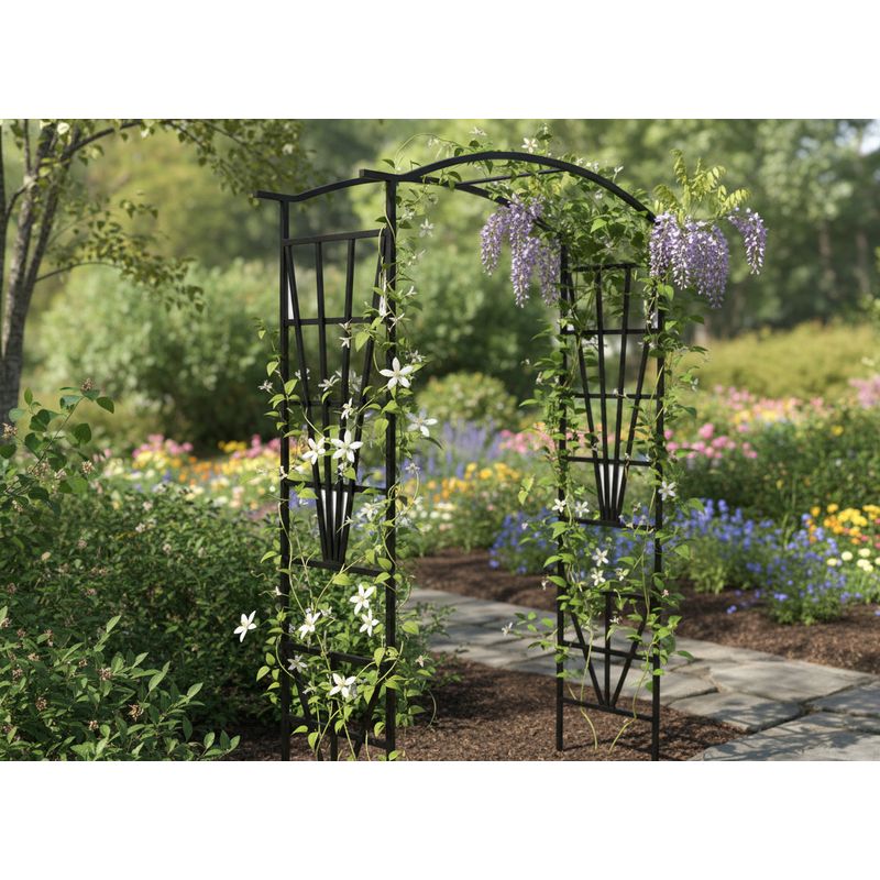 Casa si Gradina - Gradina si terasa - Decoratiuni exterior - Arcade - Pergola decorativa pentru gradina, suport plante cataratoare, structura otel, 114x45x208 cm, negru - Infinity.ro