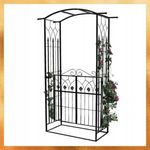 Casa si Gradina - Gradina si terasa - Decoratiuni exterior - Arcade - Pergola gradina metalica cu poarta decorativa, suport plante cataratoare, otel vopsit, 106x50x217 cm, negru - Infinity.ro
