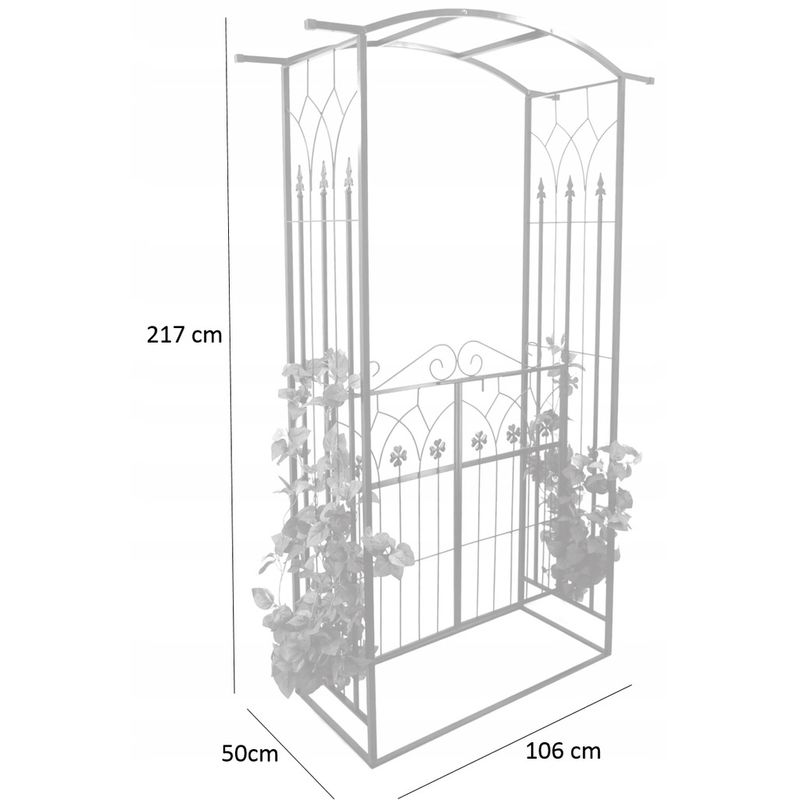 Casa si Gradina - Gradina si terasa - Decoratiuni exterior - Arcade - Pergola gradina metalica cu poarta decorativa, suport plante cataratoare, otel vopsit, 106x50x217 cm, negru - Infinity.ro