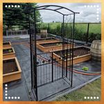 Casa si Gradina - Gradina si terasa - Decoratiuni exterior - Arcade - Pergola gradina metalica cu poarta decorativa, suport plante cataratoare, otel vopsit, 106x50x217 cm, negru - Infinity.ro