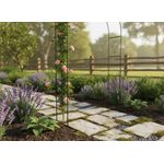 Casa si Gradina - Gradina si terasa - Decoratiuni exterior - Arcade - Pergola gradina decorativa cu ancore fixare sol, otel vopsit electrostatic, 140x38x240 cm, verde inchis - Infinity.ro