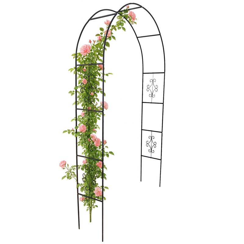 Casa si Gradina - Gradina si terasa - Decoratiuni exterior - Arcade - Pergola gradina decorativa cu ancore fixare sol, otel vopsit electrostatic, 140x38x240 cm, verde inchis - Infinity.ro