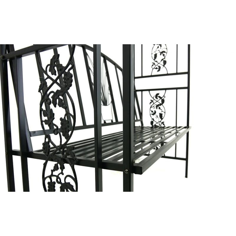 Casa si Gradina - Gradina si terasa - Decoratiuni exterior - Arcade - Pergola pentru gradina cu banca, structura metalica solida, 122x58x203 cm, negru - Infinity.ro