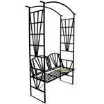Casa si Gradina - Gradina si terasa - Decoratiuni exterior - Arcade - Pergola pentru gradina cu banca, suport plante cataratoare, structura otel, 114x45x208 cm, negru - Infinity.ro