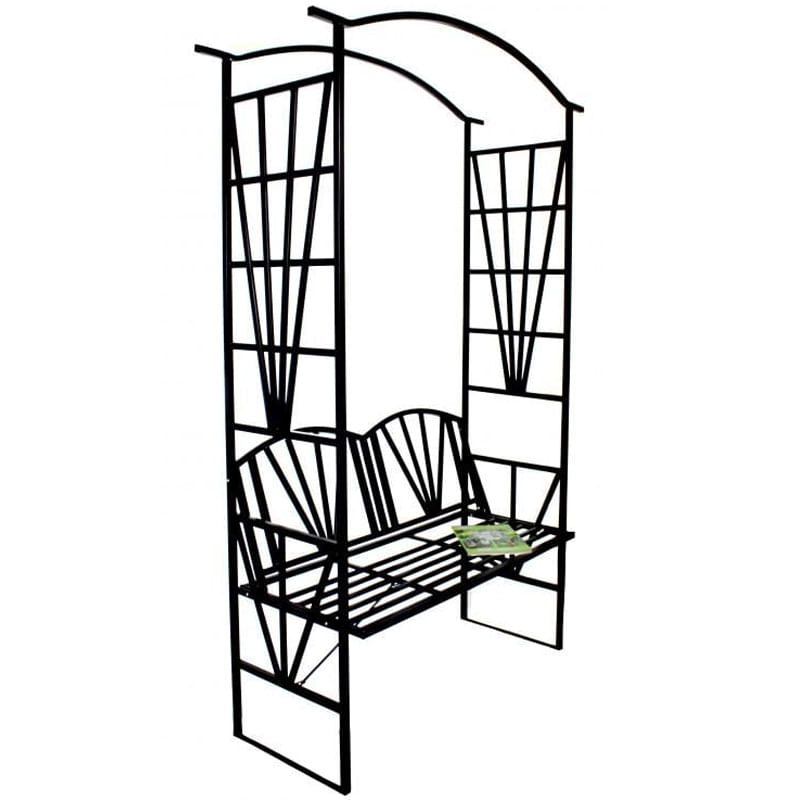 Casa si Gradina - Gradina si terasa - Decoratiuni exterior - Arcade - Pergola pentru gradina cu banca, suport plante cataratoare, structura otel, 114x45x208 cm, negru - Infinity.ro