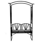 Casa si Gradina - Gradina si terasa - Decoratiuni exterior - Arcade - Pergola pentru gradina cu banca, suport plante cataratoare, structura otel, 114x45x208 cm, negru - Infinity.ro