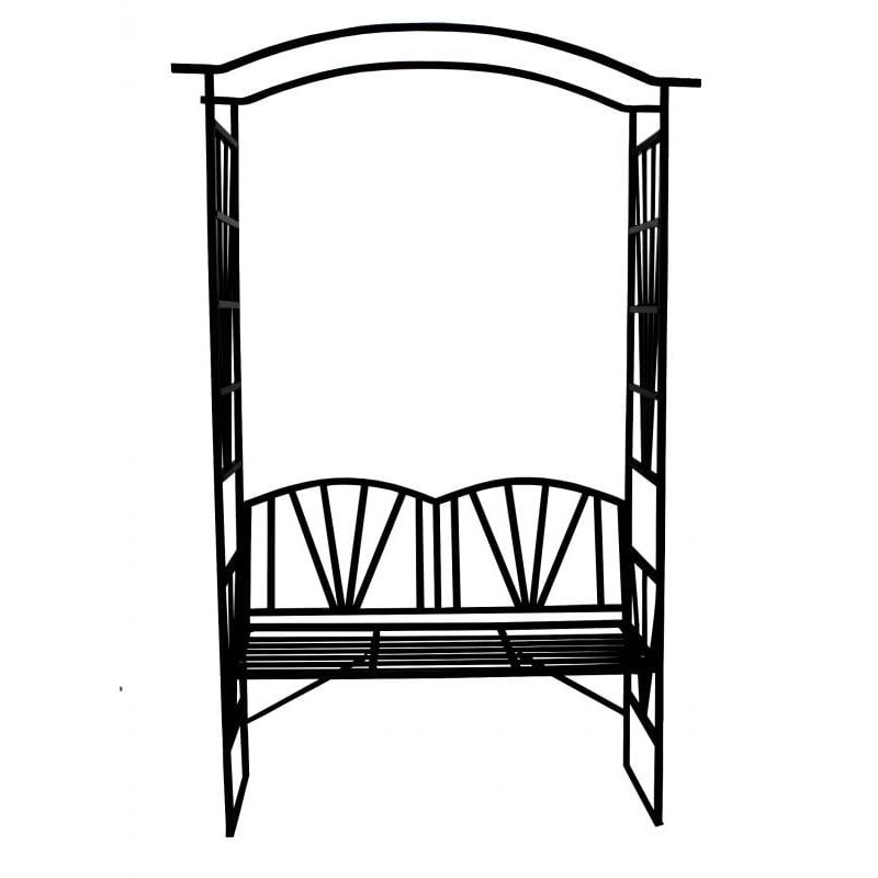 Casa si Gradina - Gradina si terasa - Decoratiuni exterior - Arcade - Pergola pentru gradina cu banca, suport plante cataratoare, structura otel, 114x45x208 cm, negru - Infinity.ro
