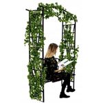 Casa si Gradina - Gradina si terasa - Decoratiuni exterior - Arcade - Pergola pentru gradina cu banca, suport plante cataratoare, structura otel, 114x45x208 cm, negru - Infinity.ro