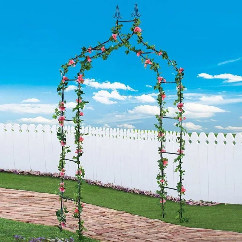 Casa si Gradina - Gradina si terasa - Decoratiuni exterior - Arcade - Pergola gradina metalica cu varfuri decorative, otel vopsit cu pulbere, 150x37x240 cm, negru - Infinity.ro