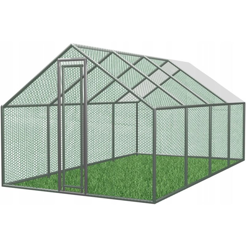 Casa si Gradina - Gradinarit si plante - Sere si solarii - Cotet tarc pasari otel galvanizat cu plasa 4x2.5 cm, acoperis polipropilena, 4 arcade, 600x300x195 cm - Infinity.ro