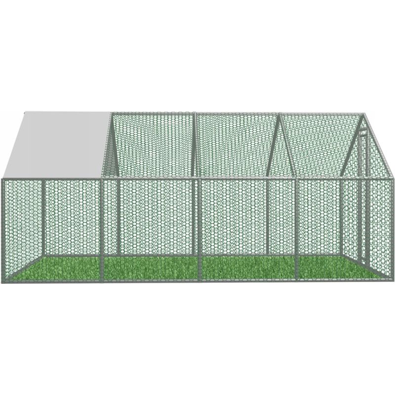 Casa si Gradina - Gradinarit si plante - Sere si solarii - Cotet tarc pasari otel galvanizat cu plasa 4x2.5 cm, acoperis polipropilena, 4 arcade, 600x300x195 cm - Infinity.ro