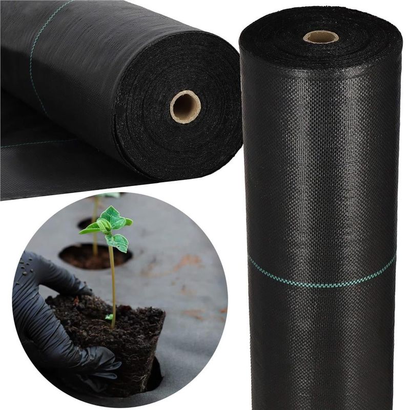 Casa si Gradina - Gradinarit si plante - Sere si solarii - Agrotextil antiburuieni polipropilena 90g/m2 cu protectie UV, mentine umiditatea solului, 50x0.8 m, negru - Infinity.ro