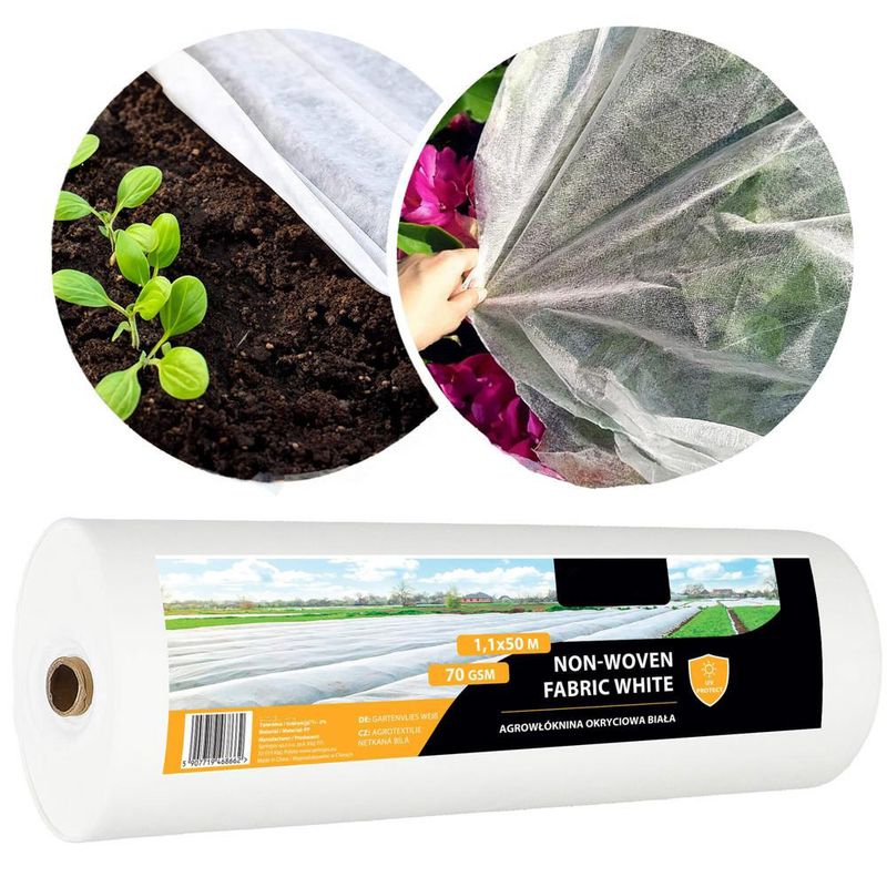 Casa si Gradina - Gradinarit si plante - Sere si solarii - Agrotextil alb polipropilena 70g/m2 protectie UV, ventilatie plante, rezistent intemperii, 50x1.1 m - Infinity.ro