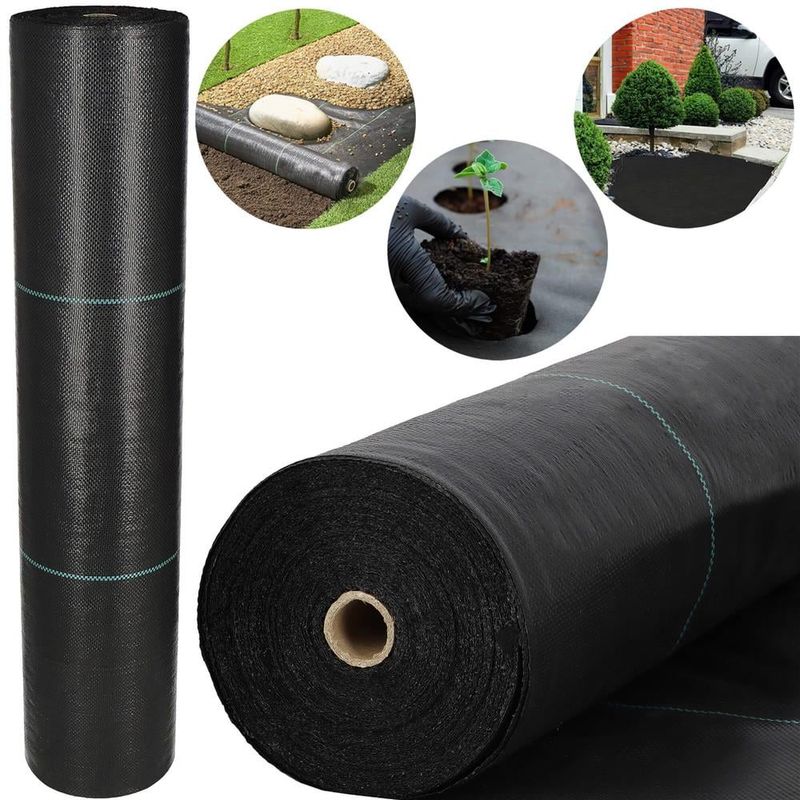 Casa si Gradina - Gradinarit si plante - Sere si solarii - Agrotextil antiburuieni polipropilena 90g/m2 cu protectie UV, mentine umiditatea solului, 50x1.1 m, negru - Infinity.ro