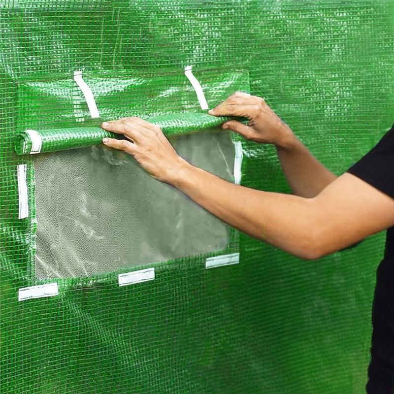Casa si Gradina - Gradinarit si plante - Sere si solarii - Sera gradina tip tunel 300x600x200 cm, folie PE 140g/m2 UV4, 13 ferestre cu plase tantari, usa lata, 18 mp, verde - Infinity.ro