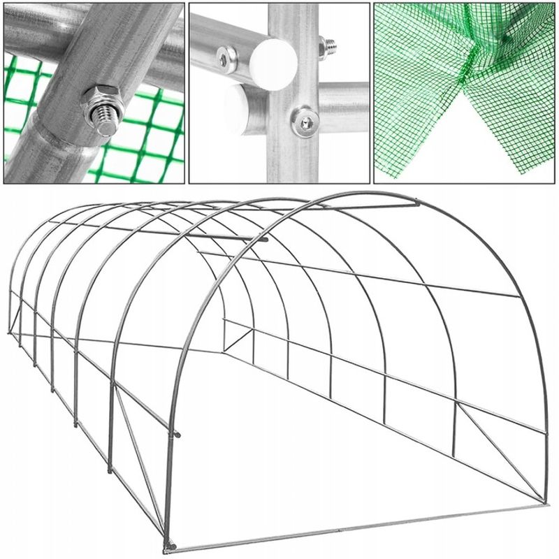 Casa si Gradina - Gradinarit si plante - Sere si solarii - Sera gradina tip tunel 300x600x200 cm, folie PE 140g/m2 UV4, 13 ferestre cu plase tantari, usa lata, 18 mp, verde - Infinity.ro