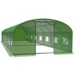 Casa si Gradina - Gradinarit si plante - Sere si solarii - Sera gradina tip tunel 400x1000x200 cm, folie PE 140g/m2 UV4, 16 ferestre, usa fermoar, 40 mp, verde - Infinity.ro