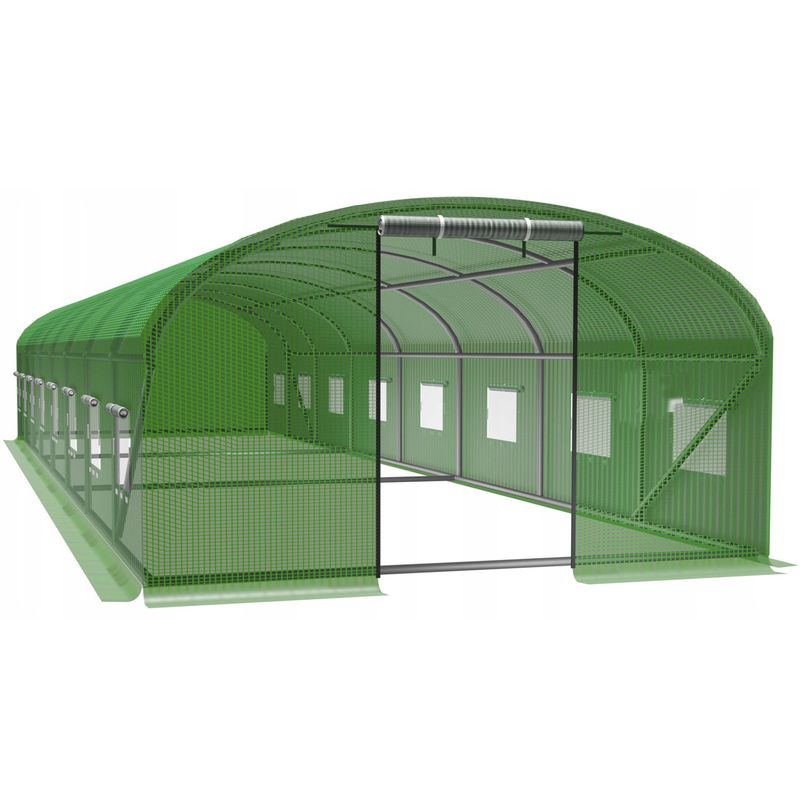Casa si Gradina - Gradinarit si plante - Sere si solarii - Sera gradina tip tunel 400x1000x200 cm, folie PE 140g/m2 UV4, 16 ferestre, usa fermoar, 40 mp, verde - Infinity.ro