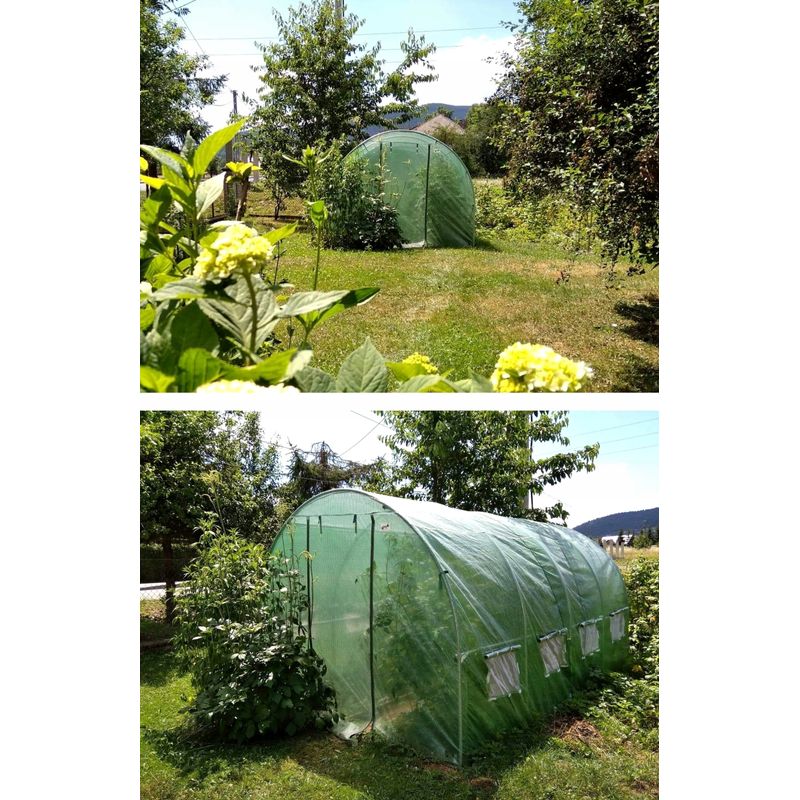 Casa si Gradina - Gradinarit si plante - Sere si solarii - Sera de gradina, tip tunel cu cadru metalic, 250x400cm, 10mp, fereastra suplimentara spate - Infinity.ro