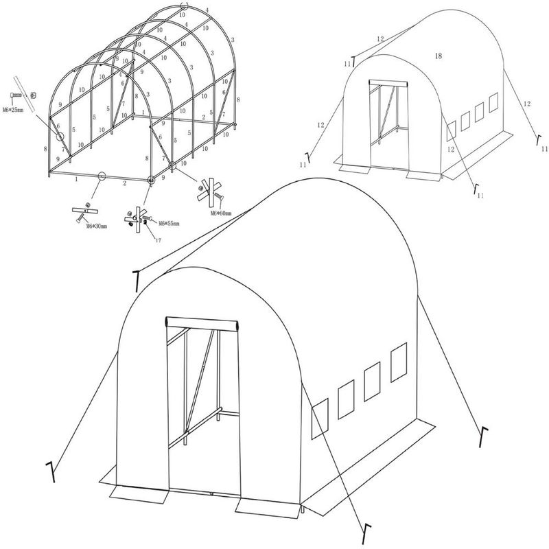 Casa si Gradina - Gradinarit si plante - Sere si solarii - Sera gradina tip tunel 200x450x200 cm, folie PE 140g/m2 UV4, 9 ferestre cu plase tantari, usa cu incuietori, 9 mp, verde - Infinity.ro