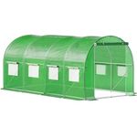 Casa si Gradina - Gradinarit si plante - Sere si solarii - Sera gradina tip tunel 200x450x200 cm, folie PE 140g/m2 UV4, 9 ferestre cu plase tantari, usa cu incuietori, 9 mp, verde - Infinity.ro