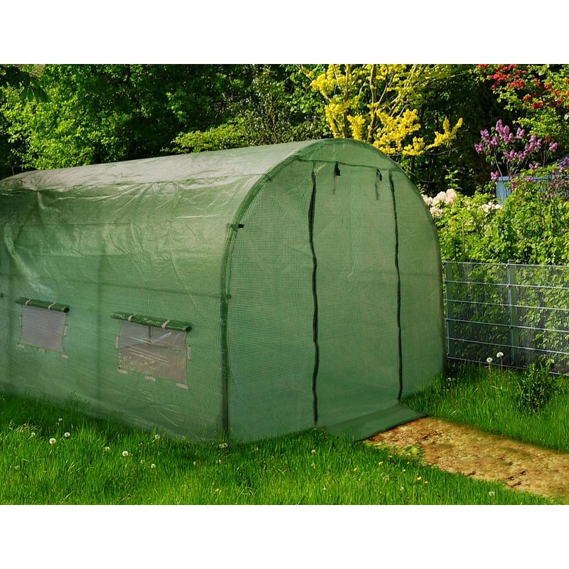 Casa si Gradina - Gradinarit si plante - Sere si solarii - Sera gradina tip tunel 300x800x200 cm, folie PE 140g/m2 UV4, 10 ferestre, usa fermoar, 24 mp, verde - Infinity.ro