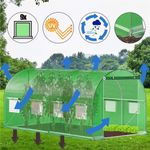 Casa si Gradina - Gradinarit si plante - Sere si solarii - Sera gradina tip tunel 200x450x200 cm, folie PE 140g/m2 UV4, 9 ferestre cu plase tantari, usa cu incuietori, 9 mp, verde - Infinity.ro