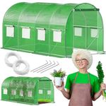 Casa si Gradina - Gradinarit si plante - Sere si solarii - Sera gradina tip tunel 200x450x200 cm, folie PE 140g/m2 UV4, 9 ferestre cu plase tantari, usa cu incuietori, 9 mp, verde - Infinity.ro