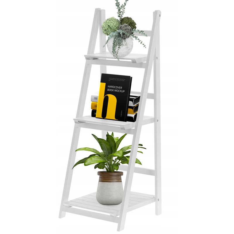 Casa si Gradina - Mobilier - Biblioteci si rafturi - Biblioteci - Biblioteca pliabila din lemn, 3 rafturi, 42x109x39 cm, alb - Infinity.ro
