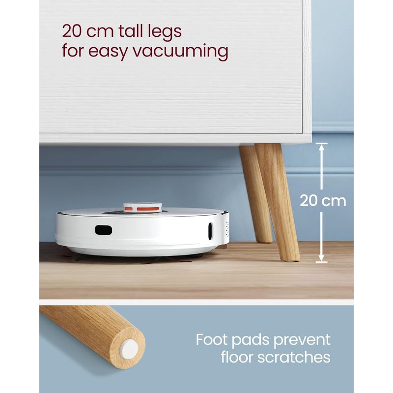 Casa si Gradina - Mobilier - Comode si corpuri - Comode - Comoda pentru TV de pana la 120 cm, 2 rafturi si dulap push-open, PAL si lemn, 120x40x49 cm, alb - Infinity.ro