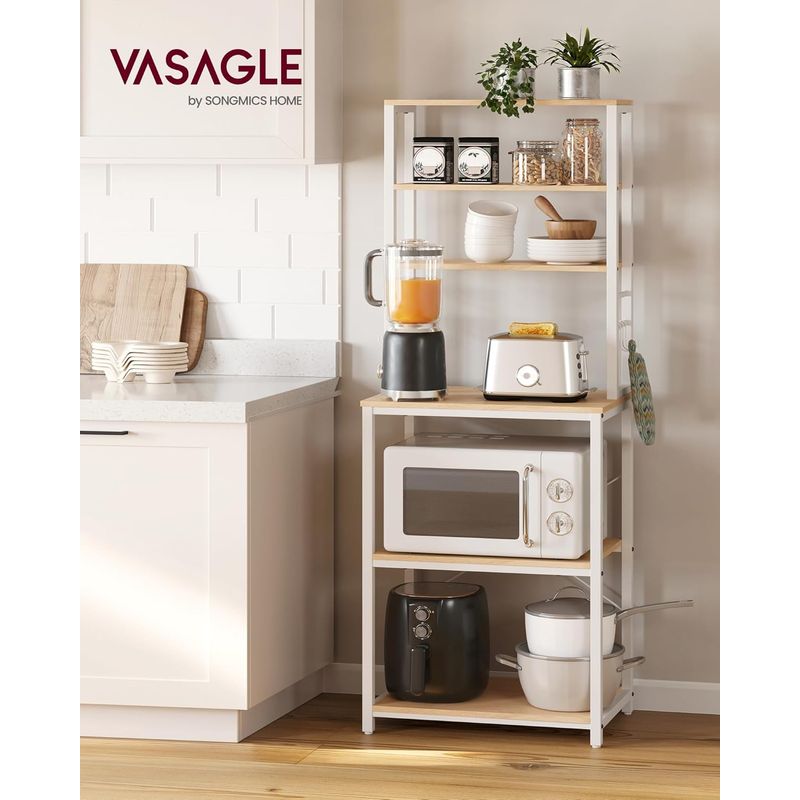 Casa si Gradina - Mobilier - Comode si corpuri - Corpuri bucatarie - Raft de bucatarie, spatiu cuptor cu microunde, 6 rafturi, 40x60x167cm, stejar auriu si alb - Infinity.ro
