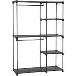 Casa si Gradina - Mobilier - Dulapuri si sifoniere - Dulapuri - Dulap textil pliabil cu spatiu pentru umerase si rafturi, cadru metalic, 112x43x165 cm, negru - Infinity.ro
