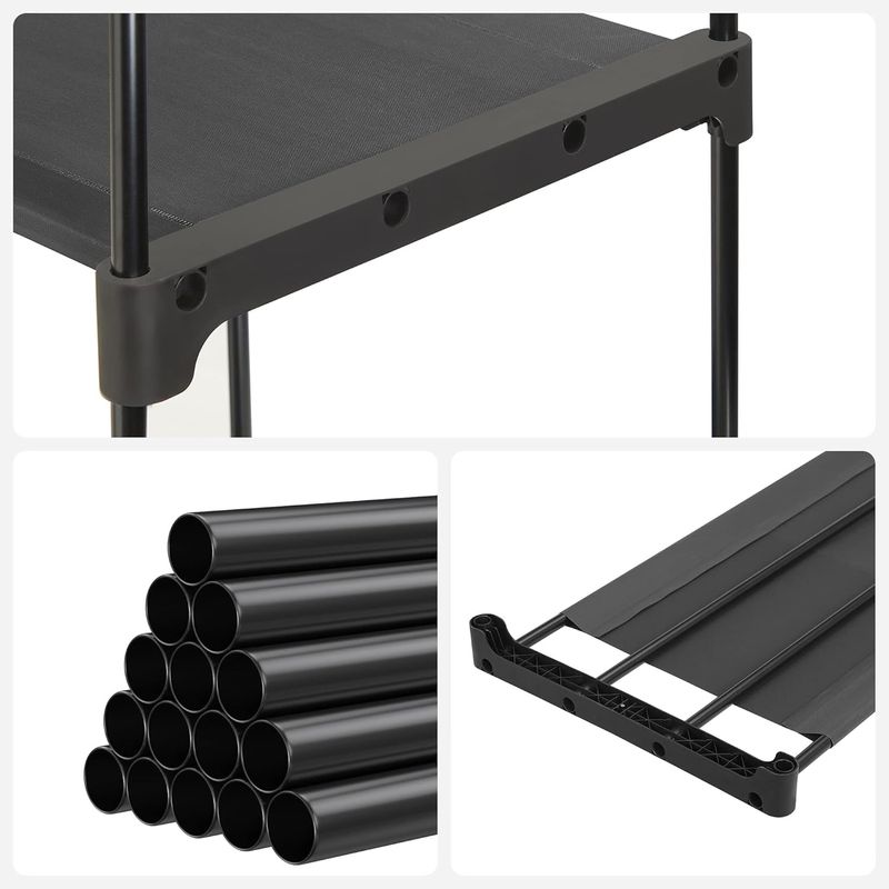 Casa si Gradina - Mobilier - Dulapuri si sifoniere - Dulapuri - Dulap textil pliabil cu spatiu pentru umerase si rafturi, cadru metalic, 112x43x165 cm, negru - Infinity.ro