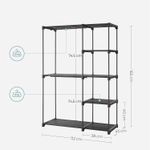 Casa si Gradina - Mobilier - Dulapuri si sifoniere - Dulapuri - Dulap textil pliabil cu spatiu pentru umerase si rafturi, cadru metalic, 112x43x165 cm, negru - Infinity.ro
