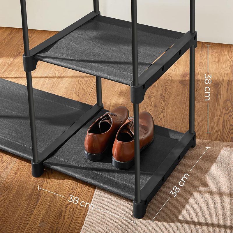 Casa si Gradina - Mobilier - Dulapuri si sifoniere - Dulapuri - Dulap textil pliabil cu spatiu pentru umerase si rafturi, cadru metalic, 112x43x165 cm, negru - Infinity.ro