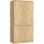 Casa si Gradina - Mobilier - Dulapuri si sifoniere - Dulapuri - Dulap cu 4 usi, rafturi si bara pentru umerase, PAL laminat, 90x51x180 cm, stejar artisan - Infinity.ro