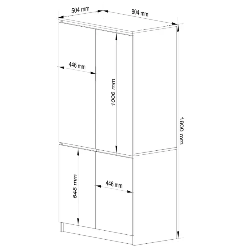 Casa si Gradina - Mobilier - Dulapuri si sifoniere - Dulapuri - Dulap cu 4 usi, rafturi si bara pentru umerase, PAL laminat, 90x51x180 cm, stejar artisan - Infinity.ro